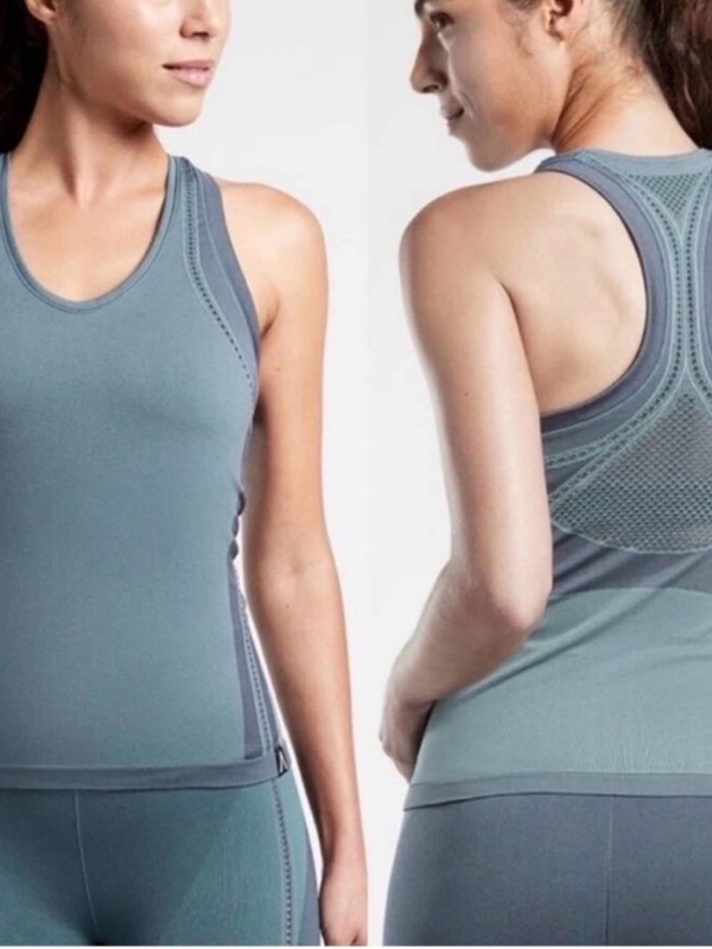 ATHLETA Seamless Long-Sleeve Crop Top in Teal Blue